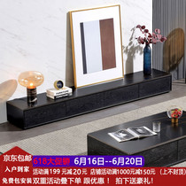 Rock panel TV cabinet coffee table combination modern simple light luxury wind 2020 new minimalist furniture black oak floor cabinet