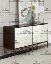 American solid wood XUAN GUAN CABINET STAINLESS STEEL DINING SIDE CABINET MODERN MINIMA STORE DECORATION CABINET EUROSTYLE CREATIVE SHELL BUCKET CABINET