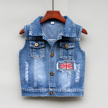 Boy Spring-autumn denim cotton waistcoat in boys spring clothing Waistcoat Thickened Child Jacket Baby Vest External Wearing of Child Clothing Tide