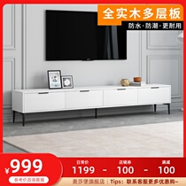 TV cabinet coffee table combination simple modern solid wood TV cabinet Italian minimalist cabinet light luxury white TV cabinet