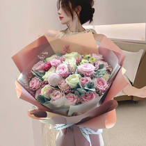 Mothers Day Fresh Dry Bouquet Table White Powder Rose Mix Courier Hangzhou Tongcheng Distribution Shanghai Shenzhen Distribution Flower Shop