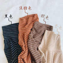 Bean Bag Monarch 2021 Autumn Winter Han version Baby Striped Pile Collar undershirt male and female 100 lap high collar T-shirt