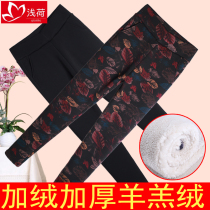 Middle-aged and elderly cashmere warm cotton pants women plus velvet thickened autumn and winter clothes mother pants leggings