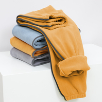 Childrens warm pants girls autumn and winter fleece warm pants baby boys one thick coral fleece home pajamas