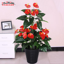 Auspicious anthurium simulation fake flower Indoor living room decoration Floor-to-ceiling simulation green plant fake tree bonsai ornaments Plastic silk flowers