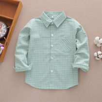Childrens pure cotton plaid shirt 2022 Spring and summer new boys thin long sleeve shirt in the big boys Han Edition shirt