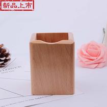 Hot crafts ornaments Beech square notch wooden pen holder receive u box Solid wood pen holder custom