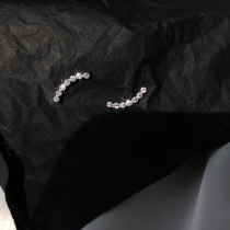 Delicate arched small ear nail 925 pure silver earbone 100 hitch earrings female temperament brief plated white gold earthen