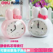  Deli 8803 rabbit cute lazy alarm clock Flash Student childrens small alarm clock Bedside clock alarm