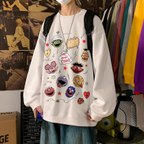 Fatty size round neck sweater women loose autumn and winter 2020 New ins harbor wind Sesame Street fat mm slim top