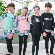 YXZ childrens swimsuit middle child girl swimsuit girl long sleeve sunscreen fashion splicing color swimsuit boy