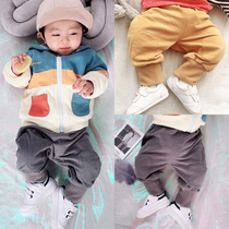 Newborn Baby Pants Spring Autumn Pure Cotton Slim 0-3-month 6 male and female baby Harun pants outside wearing a large pp pant wave