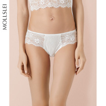 Underpants Female Lace Slim-free breathable mesh yarn Pivot Hollowed-out Low Waist White Triangle Pants Transparent to Hip Abs