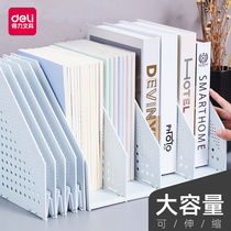 Del Folding Document Frame Stand Foldable File Frame hipster Desktop Stationery Storage Students Large Bookshelf Folding Book Stand Desktop File Box Office Supplies Quadruple 78996
