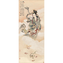 Art derivatives] Zhang Daqian rice paper copy Heavenly Girl Scattered Flower handmade living room hanging painting