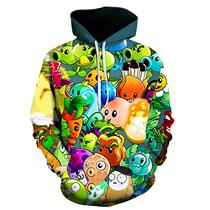 Foreign trade new childrens clothing plant vs. zombie game Cartoon 3D printed hooded sweater mens cartoon top