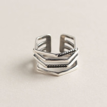  Japanese and Korean version of S925 sterling silver geometric multi-layer diamond-set personality trendsetter ring open index finger ring ring bracelet female