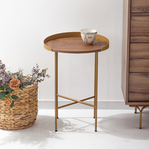 Totoro Xiansen Nordic light luxury small apartment living room coffee table modern simple brass border side table