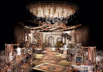 8 sets of Thai orange-green color Red Orange Country style luxury wedding hand-painted renderings psd layered source file