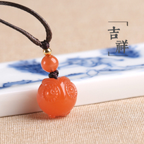 Yurun Yupin Hetian jade pendant green jade yellow mouth White Jade South Red Owl jade pendant mobile phone bag bag exquisite