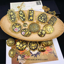 Spanish Vintage Damascus Necklace Handcrafted Gold Plated Forged in Relief Retro Small crowdsourced male and female brooch