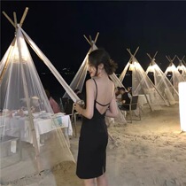 Dress female summer seaside vacation skirt Small backless thin super fairy Thailand Phuket suspender beach skirt