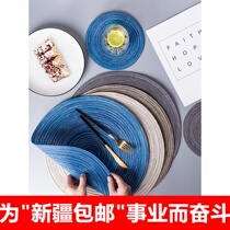 Xinjiang Japanese handmade ramie threaded round table mat heat insulation mat anti-scalding mat anti-slip bowl and plate mat pot mat