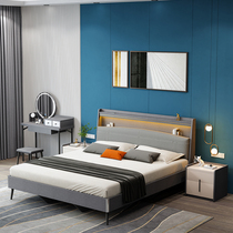 Bed Modern simple shelf bed Double single 1 8 meters Master bedroom bed 1 5 meters small apartment furniture rental room bed