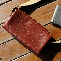 New Head Layer Bull Leather Men Skew Satchel Bag Retro Fashion 100 Lap Large Capacity Genuine Leather Backpack Single Shoulder Inclined Backpack