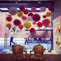 20cm paper flower ball pull flower wedding room flower ball decoration Wedding wedding atmosphere decoration holiday shopping mall window beauty Chen