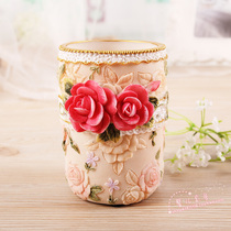 Eurostyle Retro South Korea Princess Tian Garden Resin Containing Silo Desk Pen Holder Creativity Study Supplies Makeup Pen Holder
