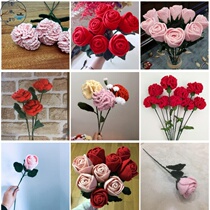 diy crochet wool handmade bouquet making material package Roses Flowers Carnations Tulips Sunflower weaving