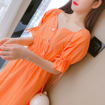 Summer dress bubble sleeve gentle wind jumpsuit skirt design sense minority fairy Super fairy sweet French first love skirt