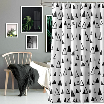Nordic simple black and white letter shower curtain bathroom waterproof and mildew proof cloth partition curtain shower curtain shower curtain curtain