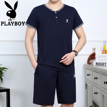 Playboy Summer Sports Suit Mens 2022 New Middle Aged Casual Sportswear Dad Summer Menswear