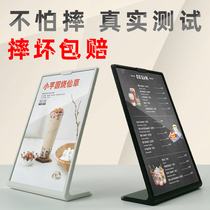 Acrylic table brand milk tea shop menu display card price list table table plastic card cashier Bar Bar Bar transparent a4 standing cafe price tag table double-sided price Billboard