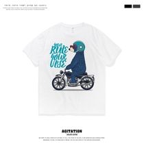 cotton short sleeve round neck t-shirt men summer all match literary men funny motorcycle creative clothes I just look