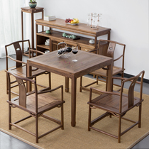 New Chinese style black walnut small square table Zen solid wood dining table Chess table Antique eight immortals table Old Elm square table