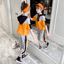 Childrens clothing girl suit summer 2021 new middle school childrens foreign style little girl two-piece 12-year-old 10