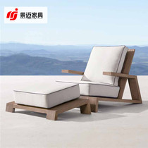 Outdoor solid teak sofa indoor balcony villa New Chinese furniture garden hotel courtyard combination leisure chair