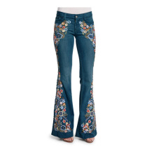 Women's jeans embroidered slim wash flared jeans woman Ou Me