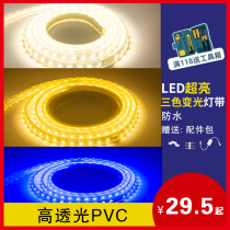 220v lamp beltled three-color variable light strip home linear atmosphere super bright living room ceiling roof outdoor waterproof lamp belt