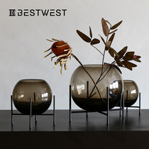 BEST WEST transparent glass vase ornaments modern minimalist living room table soft ornaments insert vase creative