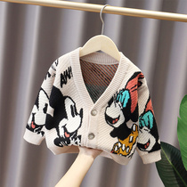 Boys cardigan coat spring and autumn 2021 new foreign baby knitted sweater autumn childrens clothing tide baby coat tide