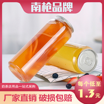 Disposable transparent pet plastic beverage bottle 500_650ml cans aluminum cap juice milk tea bottle cold bubble bottle