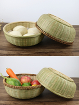 Household bamboo bun basket Steamed bun basket fruit basket Handmade small bamboo basket Kitchen storage basket Fruit plate vegetable basket Snack basket