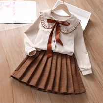 Girl Thyme Skirt Suit 2022 Spring Dress Foreign Air Children Womens Spring Big Boy Short Skirt Spring Autumn Shirt Two Sets Spring
