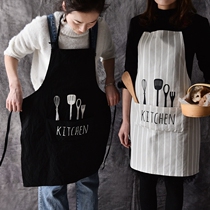 Apron Summer Thin Nordic style Pure cotton breathable Kitchen Apron Korean version Fashion workwear Men and womens hood clothing