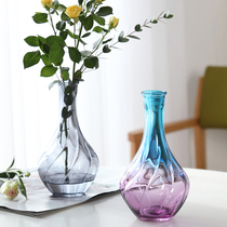 (Two-piece set) Nordic creative simple glass vase transparent hydroponic plant vase desk flower arrangement