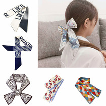Head rope female ins ribbon Robin hair Korean version of retro square slender ribbon bow letter scarf